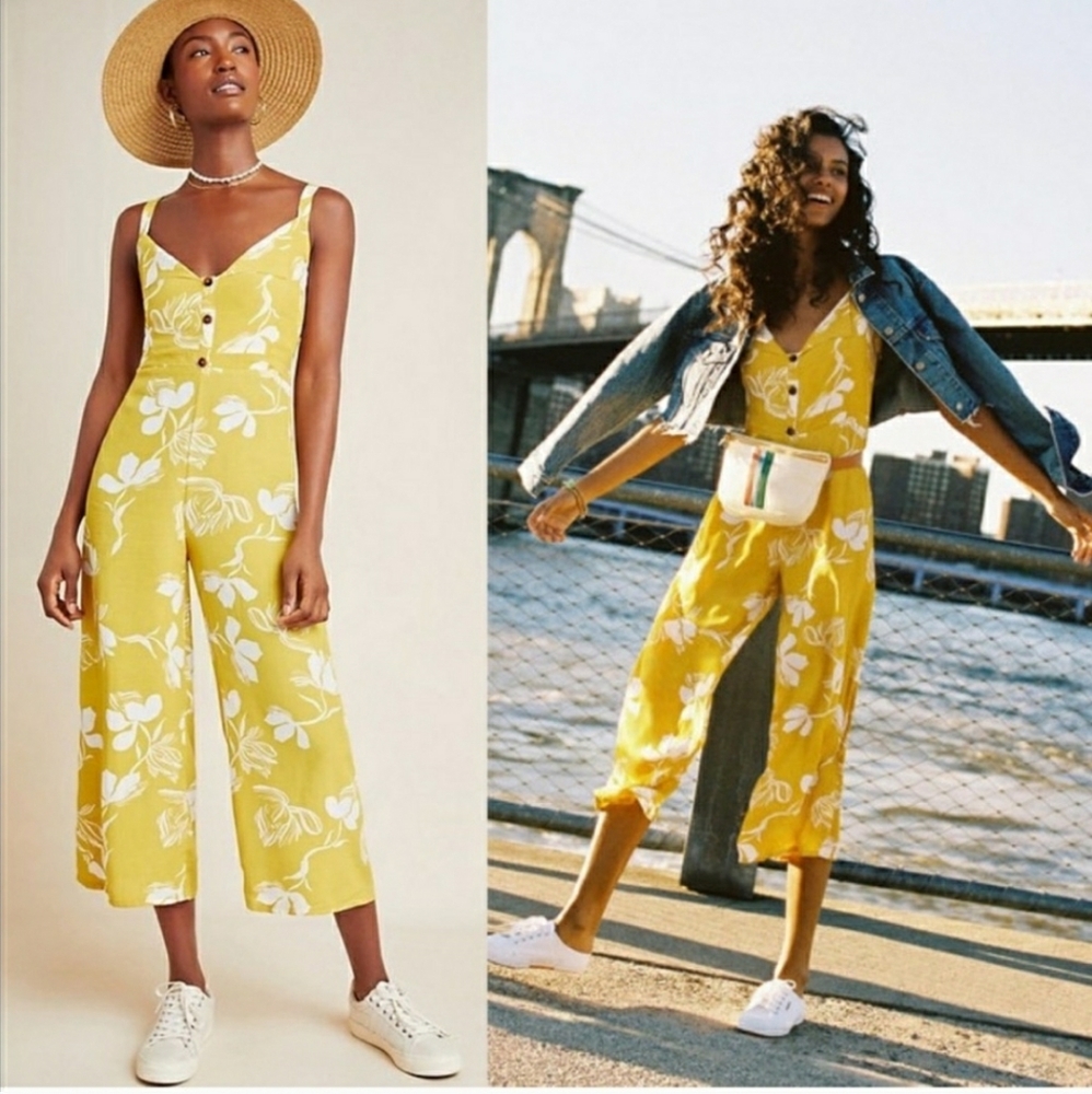 Faithfull the Brand yellow floral jumpsuit
